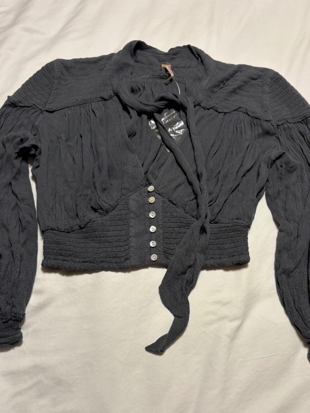 Free People 2011 Archival Slate Gray Structured Crop Top Small NWOT